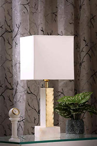 Posh n Plush Foiled Marble Table Lamp with White Shade - Home Decor Lo