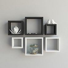 Load image into Gallery viewer, Santosha Decor MDF Wall Shelf Square Shape Floating Wall Shelves (Black and White) - Set of 6 - Home Decor Lo