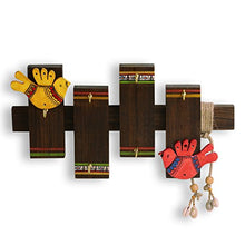 Load image into Gallery viewer, ExclusiveLane 'Birds On Planks' Warli Handpainted Wall Keyholder & Home Decorative Key Holders (6 Hooks) - Keychain Holder Key Hangers Key Stand & Wall Hanging Wooden Key Holder for Wall - Home Decor Lo