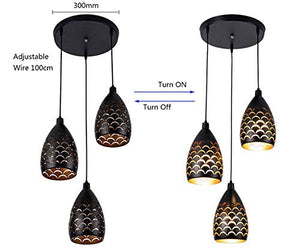 CITRA Led 3-Light Black Finish Metal Shade Hanging Pendant Ceiling Lamp Fixture Palm Tree Orange - Warm White - Home Decor Lo