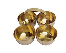 Load image into Gallery viewer, Small Brass Puja Roli Chawal, Elaichi, Mishri 4 Bowl Stand/Brass Chowmukh Haldi Kumkum Holder Chowmukh 4 Bowl Holder Patra - Home Decor Lo
