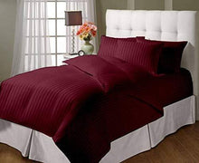 Load image into Gallery viewer, Daksh Premium Cotton 300TC Stain Striped King Size Duvet Cover/Quilt/Razai/Comforter Cover 102" x 102"- Wine - Home Decor Lo