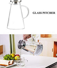 Load image into Gallery viewer, Akky Enterprise Glass Water Carafe Pitcher With Stainless Steel Infuser Lid and Spout - Heat Resistant Pitcher for Hot/Cold Water, Jug Bottle,Milk,Juice, Iced Tea (Glass, 1300ml),(1 pcs) - Home Decor Lo