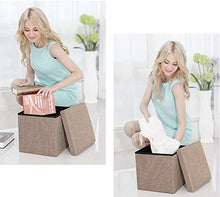 Load image into Gallery viewer, Almand Foldable Storage Ottoman Footrest Toy Box Coffee Table Stool, 2-Pack, 11.8x11.8x11.8 inch, (2 pcs) - Home Decor Lo