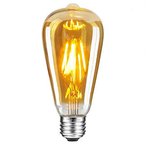 Groeien® Edison LED Bulb, Daylight White 4000K, 4W Vintage LED Filament Light Bulb, 40W Equivalent, E27 Base Lamp for Restaurant,Home,Reading Room(Yellow, 2 Pack) - Home Decor Lo