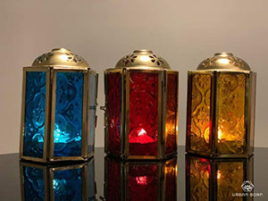 Urban Born Antique Lantern and Tealight Holder (Set of 2) *Free Tealights* (Red) - Home Decor Lo