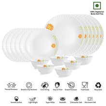 Load image into Gallery viewer, Cello Livid Lilac Opalware Dinner Set, 18-Pieces, White - Home Decor Lo