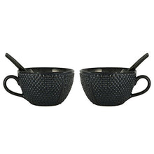 Load image into Gallery viewer, KITTENS Royal Blue Dotted Surface Pattern Handled Soup Bowl with Spoon - Set of 2 - Home Decor Lo