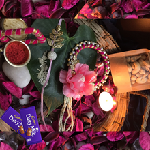 Load image into Gallery viewer, Bhiya Bhabhi Designer Rakhi Dryfruit & Chocolate Hamper