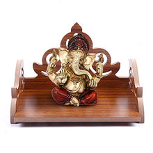 Load image into Gallery viewer, MS ENTERPRISE Wooden Singhasan Temple for God, Laddu Gopal Sinhasan for Pooja Mandir, Singhasan for Diwali, Durga Pooja, Navratri, Ganesh Chaturthi - Multicolor (5.5 * 6 * 8 Inch) (Red) - Home Decor Lo