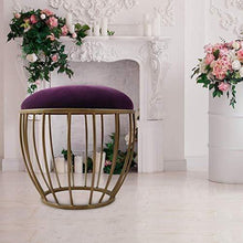 Load image into Gallery viewer, Nestroots Stools for Home Living Room | Ottoman Footstool Upholstered with Cushion Footrest Stool for Living Room -Designer Metallic Legs Added Stability (Dark Purple| Set of 2) - Home Decor Lo