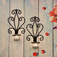 Load image into Gallery viewer, Saliha Art & handicrafts (Set of 2) Modern Art Large Wall Sconce with Glass Votive Candle Tealight Holders,Antique Metal Wall Scone Candles Wall Sconce Tea Light Wall Hanging Holders (White) - Home Decor Lo