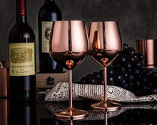 Load image into Gallery viewer, Rengvo Rudra Exports Stainless Steel Stemmed Wine Glasses, Shatter Proof Copper Coated Unbreakable Wine Glass Goblets,Premium Gift for Men and Women, Party Supplies - 350 ml: Set of 2 Pcs - Home Decor Lo