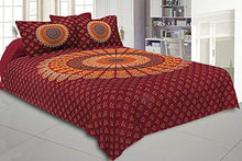 Load image into Gallery viewer, JaipurFabric Jaipuri Print Cotton Double Bedsheet with 2 Pillow Cover Set Red Mandala Bedsheet Tapestry Floral Print 120TC King Size, 86 x 106 inch (Red) - Home Decor Lo