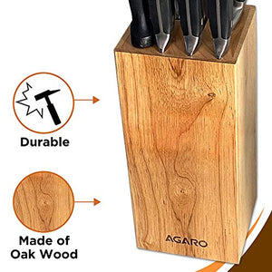 AGARO - 33407 Galaxy 9x1 Multiuse Stainless Steel Knife Set with Wooden Block (Steel) - Home Decor Lo