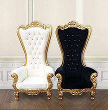 Load image into Gallery viewer, Made by TAYYABA ENTERPRISES New Modern Design Decor Custom Baroque Chair Set of 2 PCs in Velvet Cushioned Carved & Golden Mat Paint Finish Armrest Sofa Chair in Royal Look - Home Decor Lo