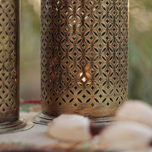 Load image into Gallery viewer, SADHUBELA Iron Milk Can Patterned Lantern (Gold_5.1 Inch X 5.1 Inch X 7.8 Inch) - Home Decor Lo
