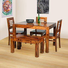 Load image into Gallery viewer, Sheesham Wood 4 Seater Dining Table Set with Chairs (Honey Teak Brown) - Home Decor Lo