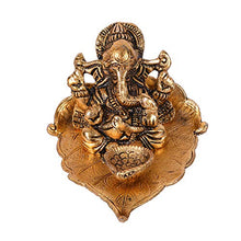 Load image into Gallery viewer, Collectible India Ganesh, Ganesha on Leaf - Ganesh with Diya - Lord Ganesha Metal Hand Craved for Home Decorative Gift Puja Diwali Gifts - Home Decor Lo