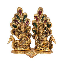 Load image into Gallery viewer, Collectible India Laxmi Ganesh Set Idol Showpiece Diya Oil Lamp for Puja Deepak - Metal Lakshmi Ganesha Statue Idol Murti for Home Pooja Temple Decor
