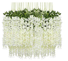 Load image into Gallery viewer, Fourwalls Artificial Polyester and Plastic Hanging Orchid Flower Vine (110 cm Tall, White, Set of 6) - Home Decor Lo