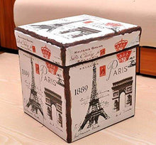 Load image into Gallery viewer, Almand Portable & Foldable Laundry Box Cum Sitting Stool Folding Attractive Prints Pouffe/Sitting Stool/Stool/pouffes for Living Room/Puffy Stool (12" L×12" W ×12" H)(1 pcs) - Home Decor Lo