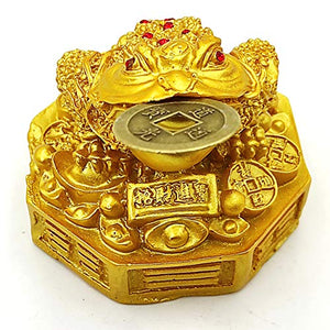 Plusvalue Fengshui Lucky Three Legged Feng Shui Money Frog Toad for Good Luck, Wealth, Prosperity, Success, Happiness (Golden Colour) - Home Decor Lo