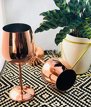Load image into Gallery viewer, Rengvo Rudra Exports Stainless Steel Stemmed Wine Glasses, Shatter Proof Copper Coated Unbreakable Wine Glass Goblets,Premium Gift for Men and Women, Party Supplies - 350 ml: Set of 2 Pcs - Home Decor Lo