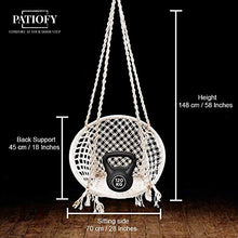 Load image into Gallery viewer, Patiofy Made in India Swing Chair for Balcony Home Indoor/Outdoor Hanging Wooden Swing for Kids jhula Hanging Chair (White) - Home Decor Lo