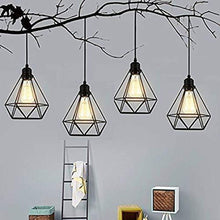 Load image into Gallery viewer, GreyWings Metal Diamond Cadge Hanging Light Pendant Lamp, with Filament Bulb (Small) - Home Decor Lo