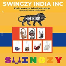 Load image into Gallery viewer, Swingzy Cotton Round Hanging Swing for Kids & Adults,100% Cotton Rope Swing Chair with Square-Cushion for Indoor,Outdoor,Patio,Swing Chair with 3ft. Chain & Hanging Accessories(120 kgs Capacity,White) - Home Decor Lo