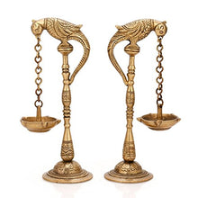 Load image into Gallery viewer, Collectible India Brass Pair of Bird Diya Oil Lamp Stand Holder, 6.5inch height x 3inch wide x 2inch Depth (Multicolor) - Home Decor Lo