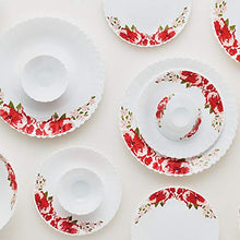 Load image into Gallery viewer, Larah by Borosil Rose Red Silk Series Opalware Dinner Set, 35 Pieces, White - Home Decor Lo