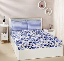 Load image into Gallery viewer, Amazon Brand - Solimo Leafy Spring 144 TC 100% Cotton Double Bedsheet with 2 Pillow Covers, Blue - Home Decor Lo