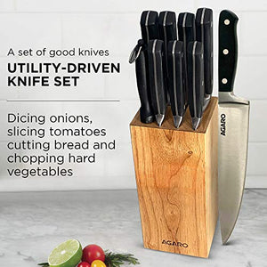 AGARO - 33407 Galaxy 9x1 Multiuse Stainless Steel Knife Set with Wooden Block (Steel) - Home Decor Lo