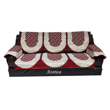 Load image into Gallery viewer, Azotica® Cotton 12 PCs (Design Check) Sofa Cover with Handle Cover Set of 5 Seater(3+1+1+6)-Maroon - Home Decor Lo