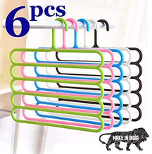 Load image into Gallery viewer, INOVERA (LABEL) 5 Layer Pants Clothes Hanger Wardrobe Storage Organiser Rack (Set of 6), 32l x 1b x 33h cm (Assorted Colour) - Home Decor Lo