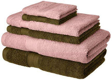 Load image into Gallery viewer, Amazon Brand - Solimo 100% Cotton 6 Piece Towel Set, 500 GSM (Brown and Baby Pink) - Home Decor Lo