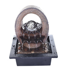 Load image into Gallery viewer, Indiana Craft Designer Polystone 2 Steps Indoor Table Top Water Fountain with LED Lights, Water Pump and Crystal Ball (Brown, 25.4cm X 21cm X 17.8cm) - Home Decor Lo