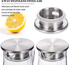 Load image into Gallery viewer, Akky Enterprise Glass Water Carafe Pitcher With Stainless Steel Infuser Lid and Spout - Heat Resistant Pitcher for Hot/Cold Water, Jug Bottle,Milk,Juice, Iced Tea (Glass, 1300ml),(1 pcs) - Home Decor Lo