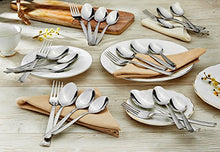 Load image into Gallery viewer, Amazon Brand - Solimo 24 Piece Stainless Steel Cutlery Set, Stripes (Contains: 6 Table Spoons, 6 Tea Spoons, 6 Forks, 6 Dessert Spoons), Silver - Home Decor Lo