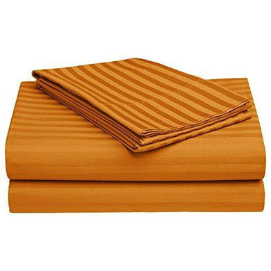 Story@Home Forever XL 1 Pc Collection 300 TC 100% Cotton Sateen Double King Size Bedsheet with 2 Pillow Covers Plain Platinum Superior Elegant Solid Stripes Mustard Yellow (270 cm X 270 cm)or(108