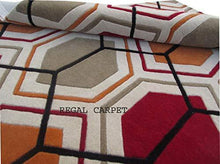 Load image into Gallery viewer, Regal Carpet Embossed Carved Handmade Tuffted Woollen Thick Geometrical Carpet for Living Room Bedroom Home Size 3 x 5 feet (90X150 cm) Ivory & Orange Multi - Home Decor Lo