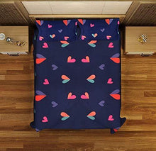 Load image into Gallery viewer, Ab Home Decor 160 TC Glace Cotton Heart Printed Bedsheet for Double Bed with 2 Pillow Cover King Size-Blue - Home Decor Lo
