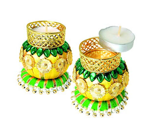The Craft gallery's Tealight Candle Holders, for Festive Decor, and Traditional Occasions,Handcrafted Diya, Set of 4 - Home Decor Lo