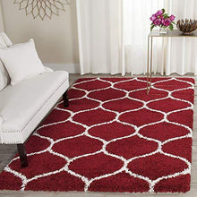 Load image into Gallery viewer, OM Carpet Super Modern Shag, Silky Smooth Rugs Fluffy Rugs Anti-Skid Shaggy Carpet for Home, Living Room, Drawing Room, Main Hall, Carpet for Bed Room (Red + Ivory, 5X7 ft) - Home Decor Lo
