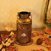 Load image into Gallery viewer, SADHUBELA Iron Milk Can Patterned Lantern (Gold_5.1 Inch X 5.1 Inch X 7.8 Inch) - Home Decor Lo