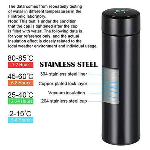 HBNS Smart Vacuum Flasks Bottle with LED Temperature Display with Touch Screen Smart Water Bottle 304 Stainless Steel Perfect for Office, Home, Gym, Outdoor Travel (500ML). - Home Decor Lo