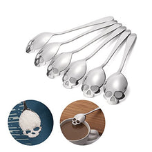 Load image into Gallery viewer, Skull Sugar Spoon : FOXAS 304 Stainless Steel Skull Sugar Spoon Tea and Coffee Stirring Spoon Set of 6 (18/10 Chromium Nickel) - Home Decor Lo