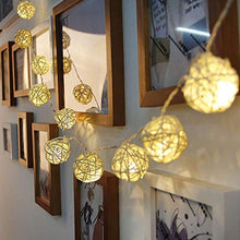 Load image into Gallery viewer, Ascension ® 3.5meters 16 LEDs Globe Rattan Balls String Lights for Home Decoration Festival Decor Lights Indoor Outdoor Decorative Fairy Lights Curtain (Warm White) Battery Powered - Home Decor Lo